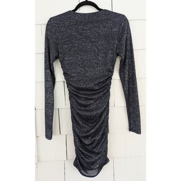 Forever 21 Sz Small Round Neck Bodycon Long Sleeve Sparkling Blue Cocktail Dress - Picture 3 of 8